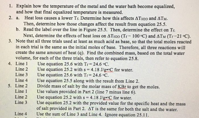 Experiment 25 calorimetry pre lab answers