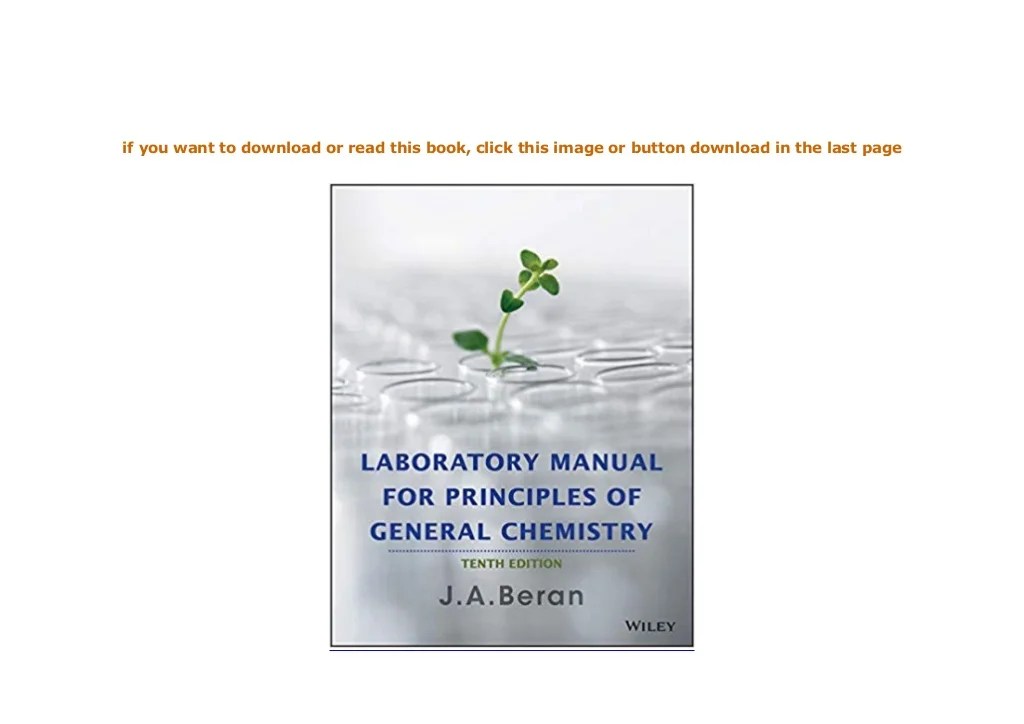 Laboratory manual for principles of general chemistry 11th edition